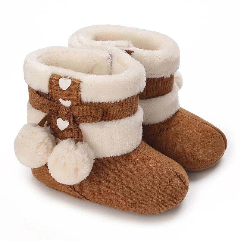 Winter baby shoes with thick fleece and warm baby cotton boots cute non slip comfortable and casual walking shoes