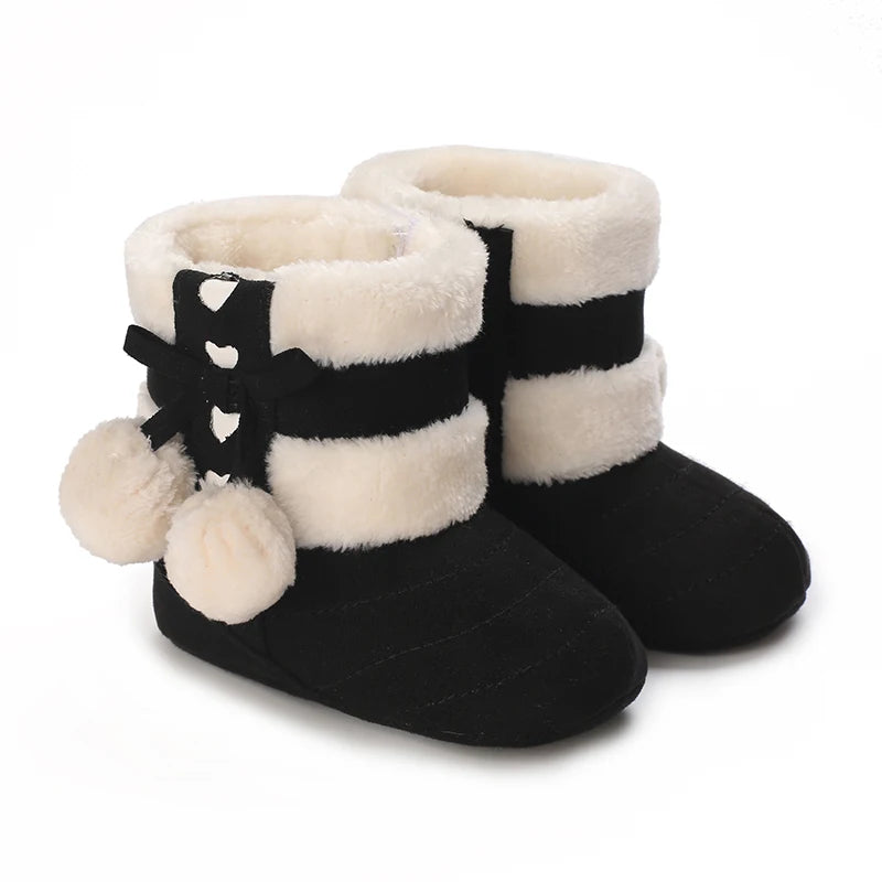 Winter baby shoes with thick fleece and warm baby cotton boots cute non slip comfortable and casual walking shoes