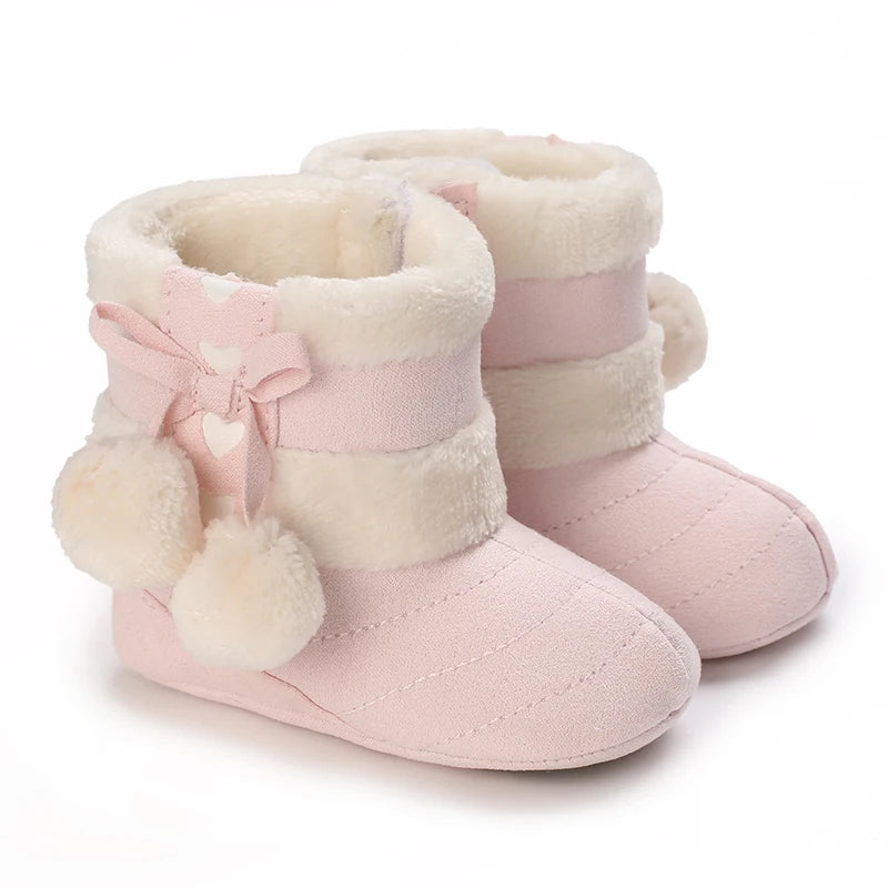 Winter baby shoes with thick fleece and warm baby cotton boots cute non slip comfortable and casual walking shoes