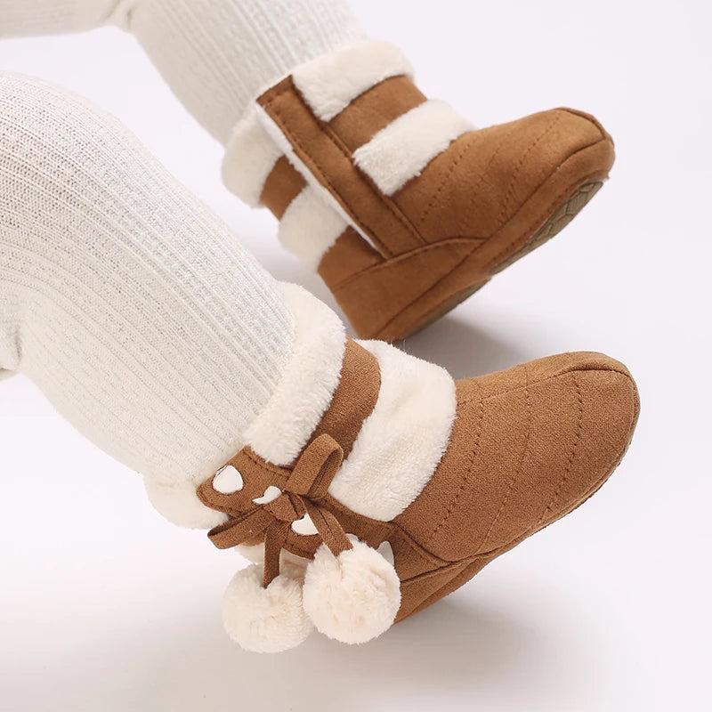 Winter baby shoes with thick fleece and warm baby cotton boots cute non slip comfortable and casual walking shoes