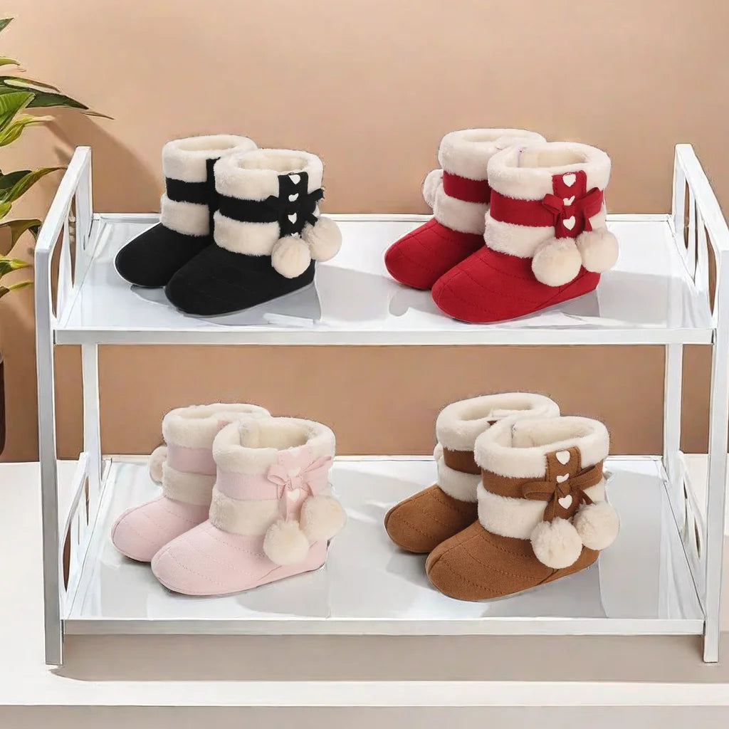 Winter baby shoes with thick fleece and warm baby cotton boots cute non slip comfortable and casual walking shoes