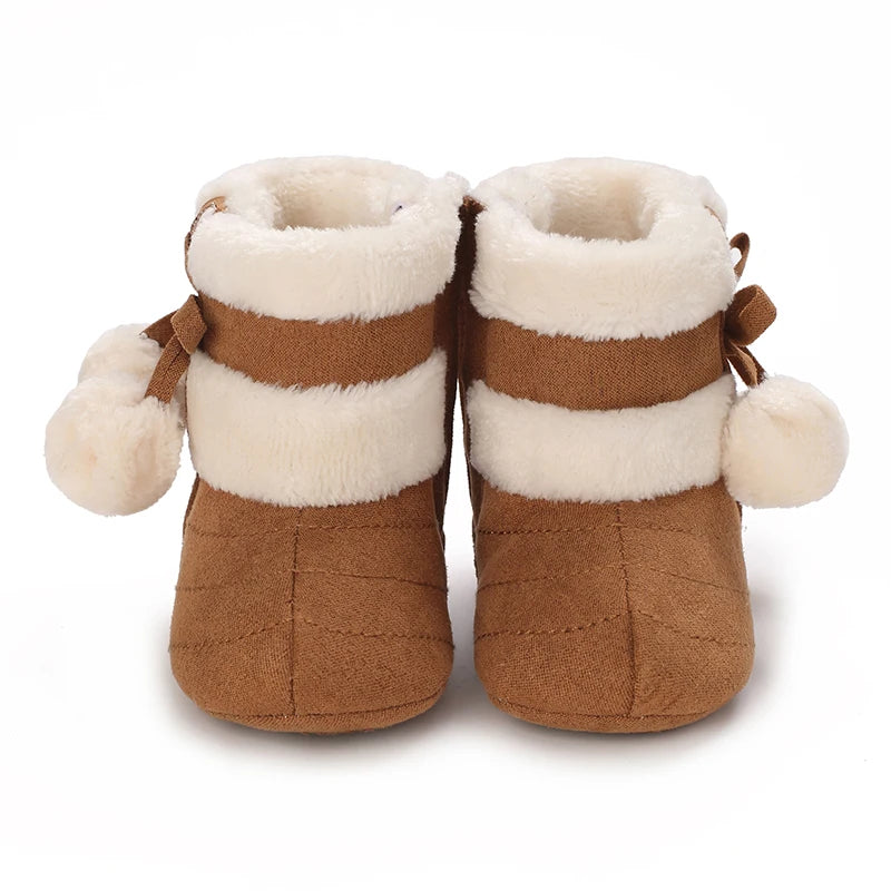 Winter baby shoes with thick fleece and warm baby cotton boots cute non slip comfortable and casual walking shoes