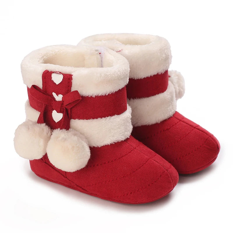 Winter baby shoes with thick fleece and warm baby cotton boots cute non slip comfortable and casual walking shoes