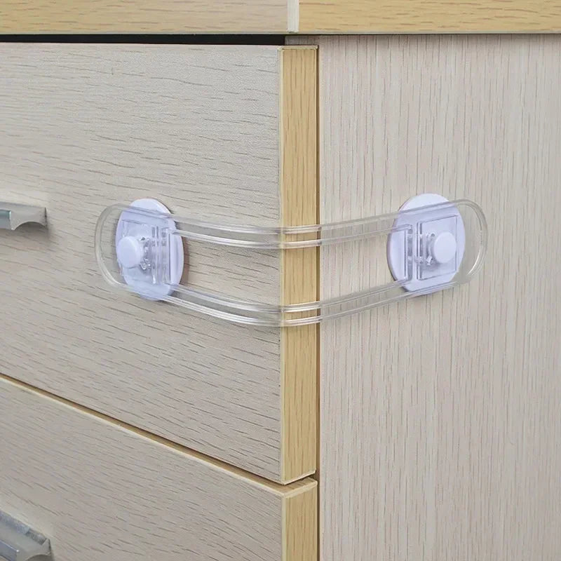 3/5pcs Child Safety Lock Multi-functional Baby Drawer Refrigerator Lock Transparent Anti-Opening Soft Strap Safety Lock