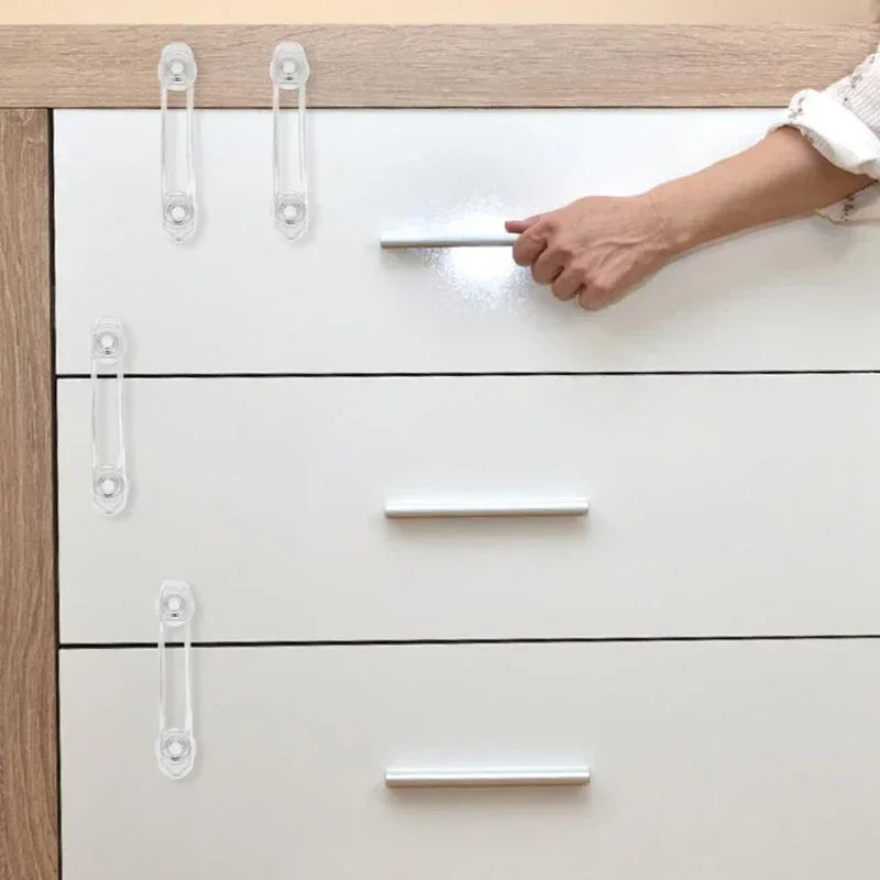 3/5pcs Child Safety Lock Multi-functional Baby Drawer Refrigerator Lock Transparent Anti-Opening Soft Strap Safety Lock