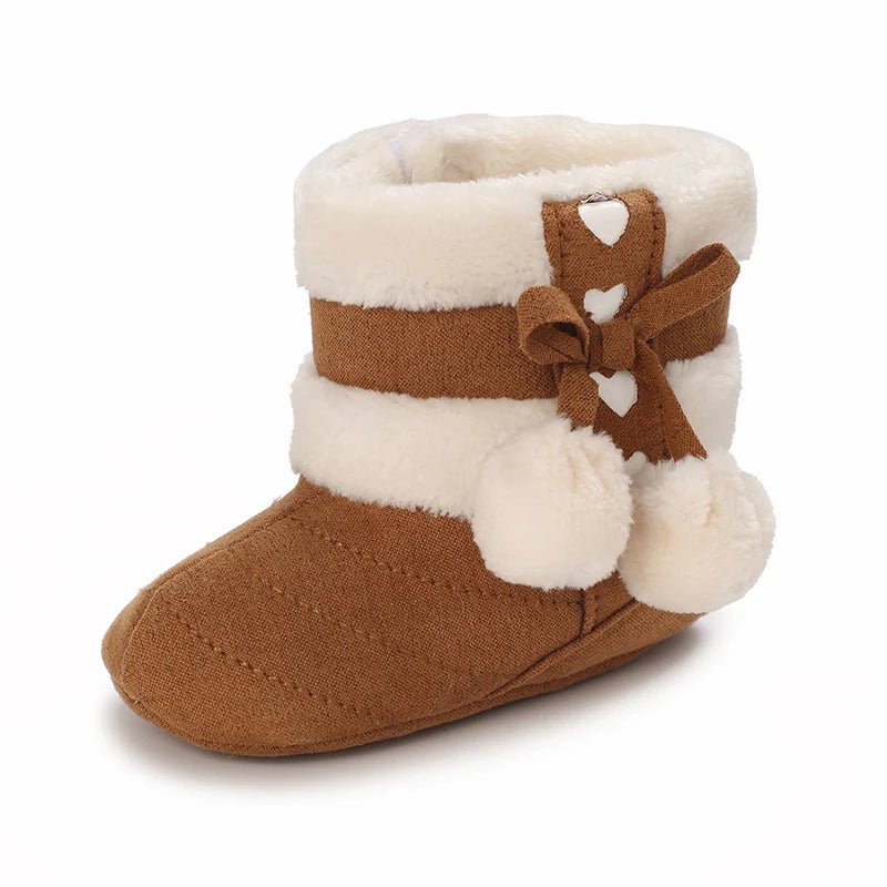 Winter baby shoes with thick fleece and warm baby cotton boots cute non slip comfortable and casual walking shoes